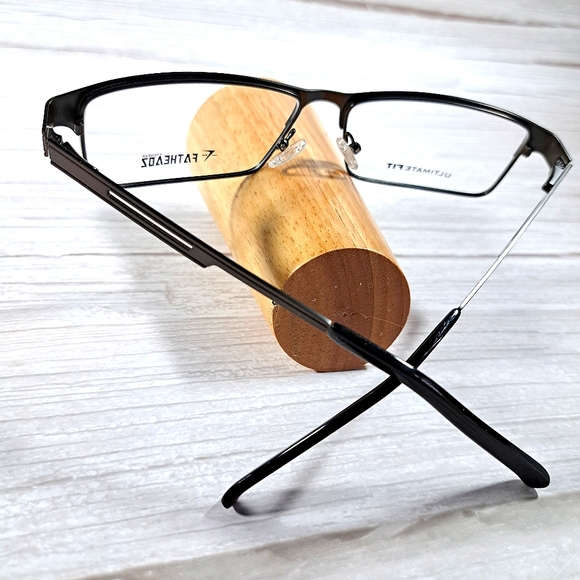 NEW Fatheadz Eyeglass Frame, Big Tall Men Glasses, Rx'able Brown Metal 62-16-150 - Picture 4 of 4